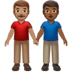 👨🏽‍🤝‍👨🏾 men holding hands: medium skin tone, medium-dark skin tone display on Apple